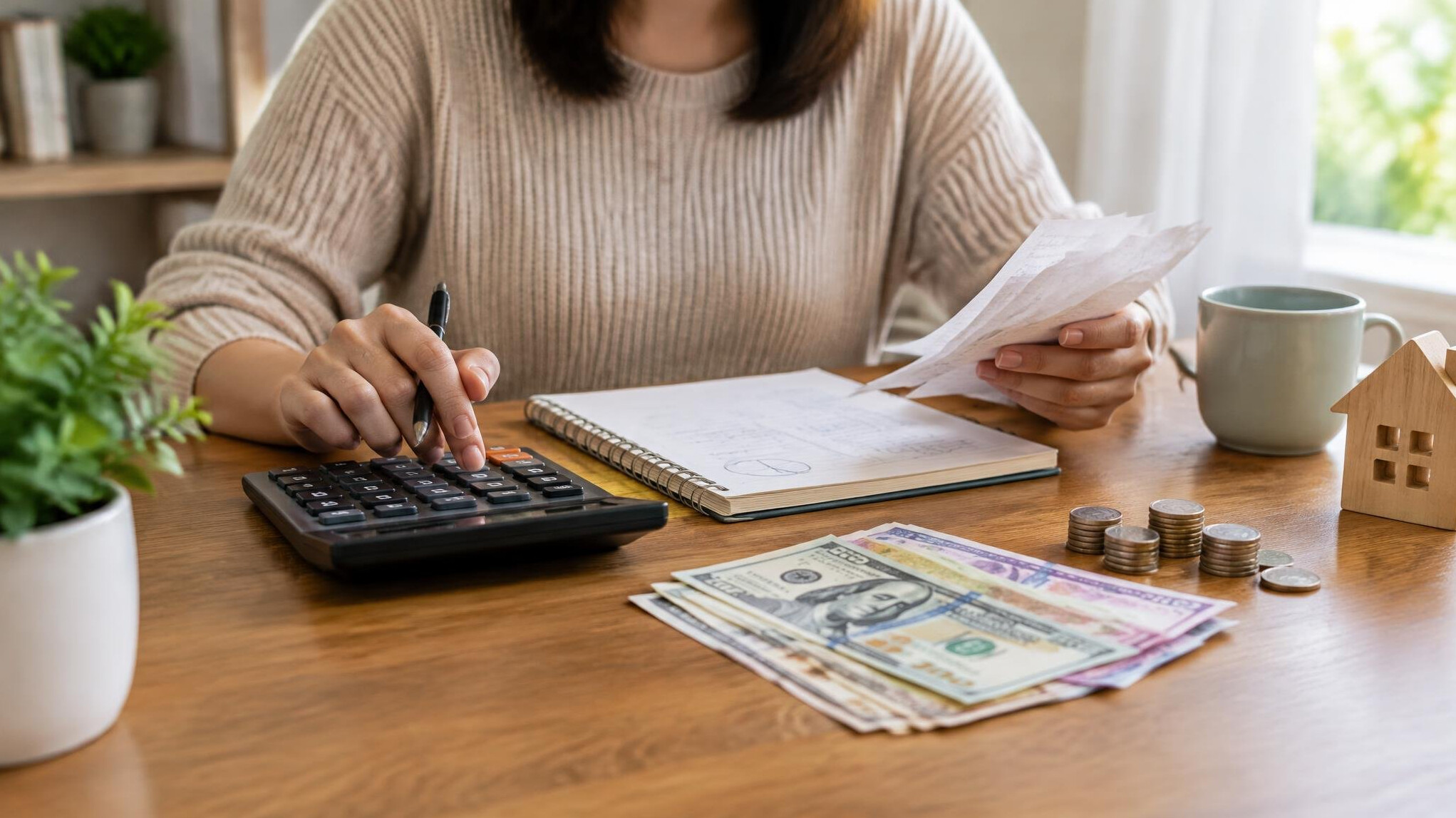 person calculating budget
